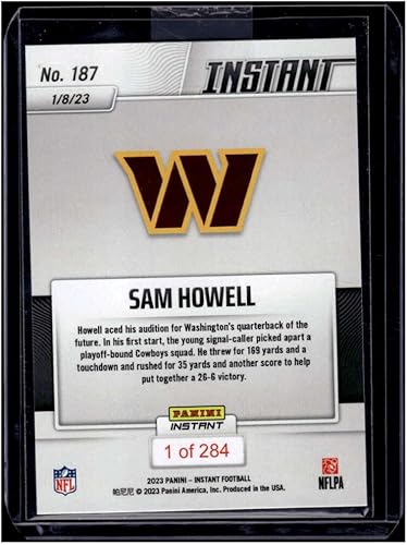 Miniatura 2 de SAM HOWELL RC 2022 Panini Instant /284 ROOKIE #187 Commanders MT-MT+ NFL Football