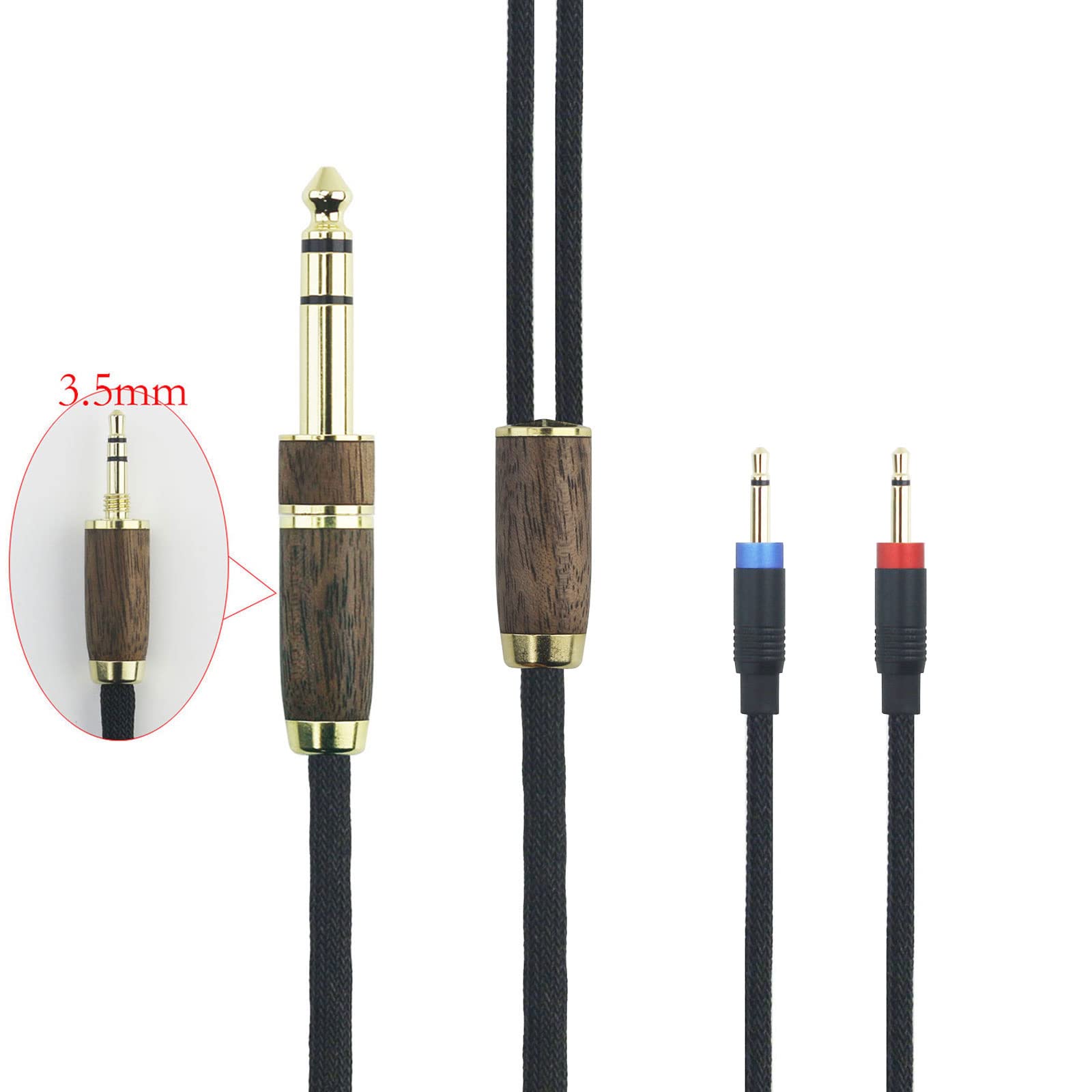 6N OCC rame placcato argento cavo audio di aggiornamento maschio da 3,5 mm e adattatore da 6,3 mm per Monolith M1060, M1060C, M565, M565, per cuffie AudioQuest NightHawk in legno di noce (2 x 2,5 mm)
