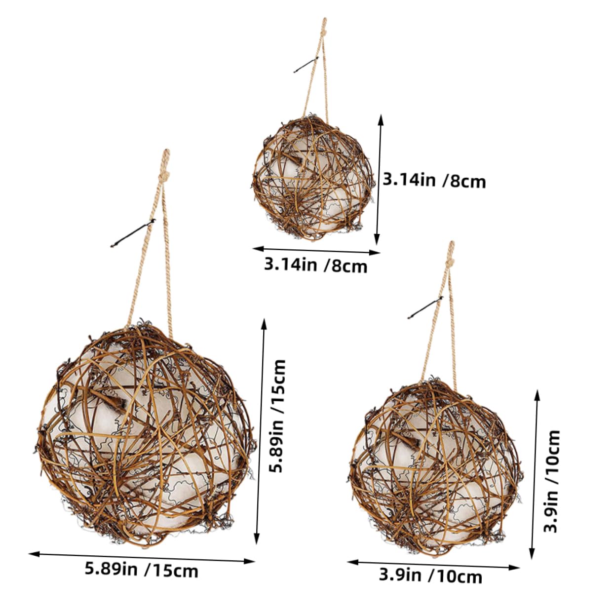 Abaodam 3Pcs Hummingbird Nesting Holder Refillable Spherical Bird Nesting Materials Durable Natural Aesthetic for Outdoor Gardens Bird Lovers Educational Tool