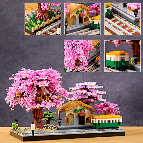 Kadablk Big Architecture,Japanese Sakura Tree Class Train Station Construction Set,Flower Building Block Model,3668PCS… - Image 5