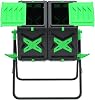 140L Dual Chamber Compost Bin Rotating Composter Tumbler with Easy-Turn, Fast-Working System for Garden, Black&Green