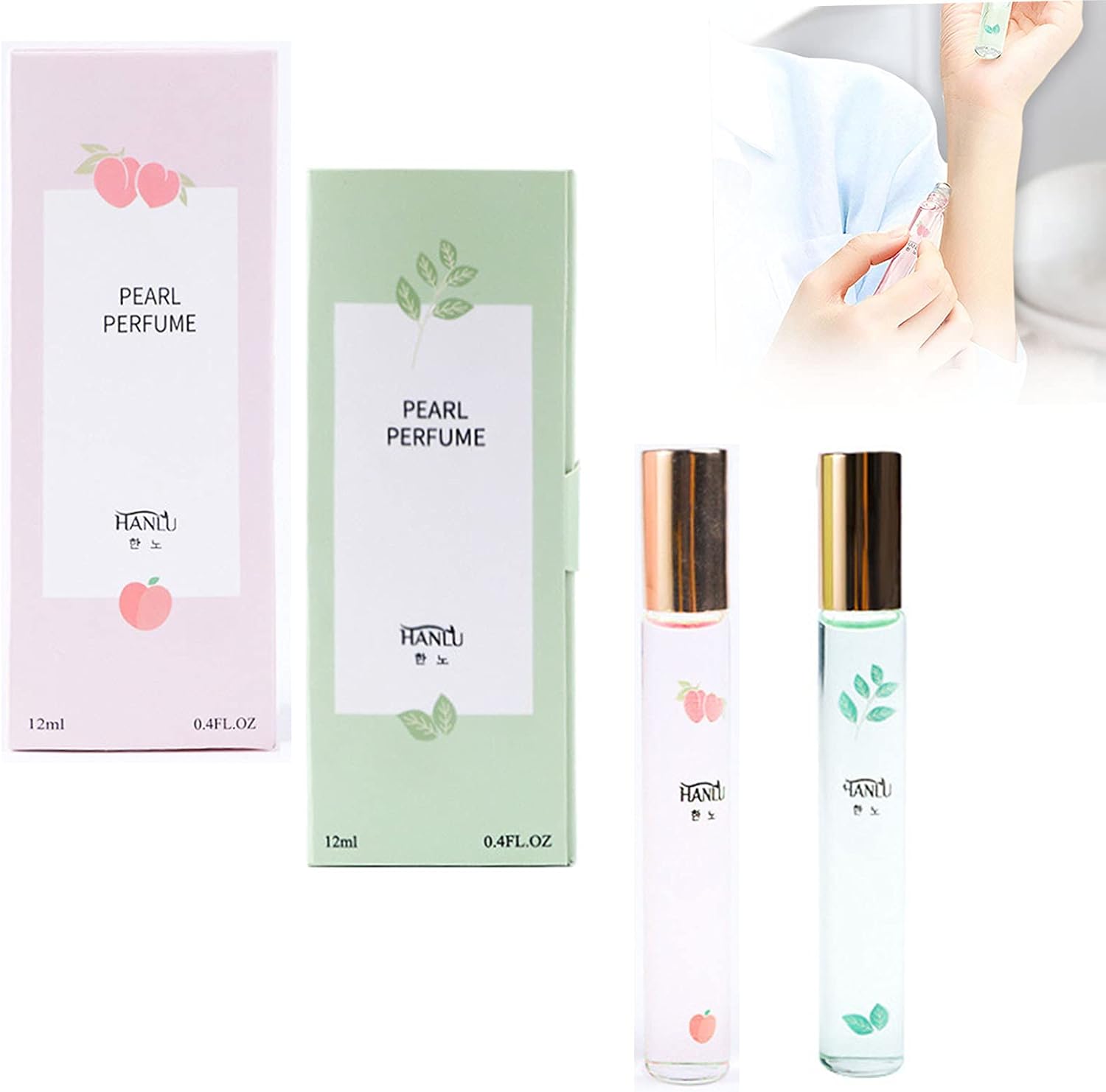 2 piezas Rollerball Perfume Mujer, Eau de Parfum Rollerball, Aceite de Perfume de Vainilla, La fragancia saludable limpia y natural, Desodorante antitranspirante de fragancia ligera
