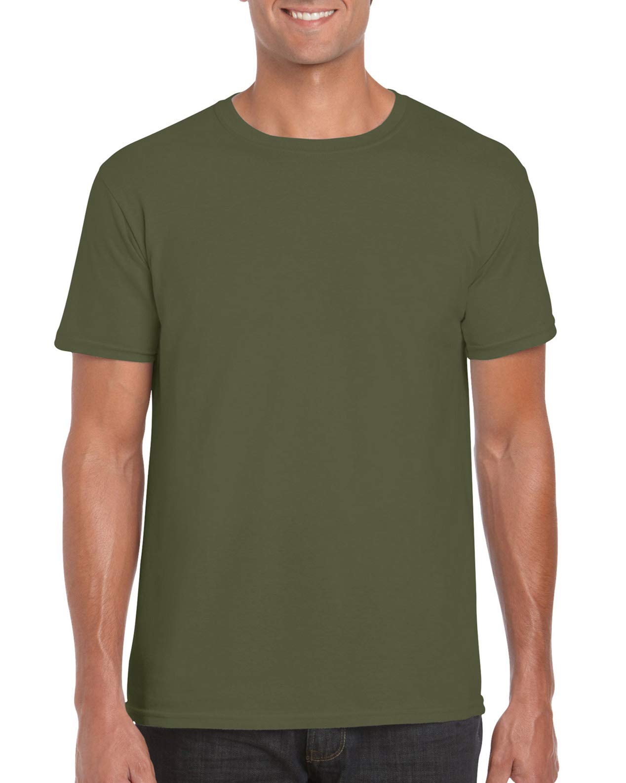 Gildan. Mens Short Sleeve Soft-Style T-Shirt (3XL, Military Green)