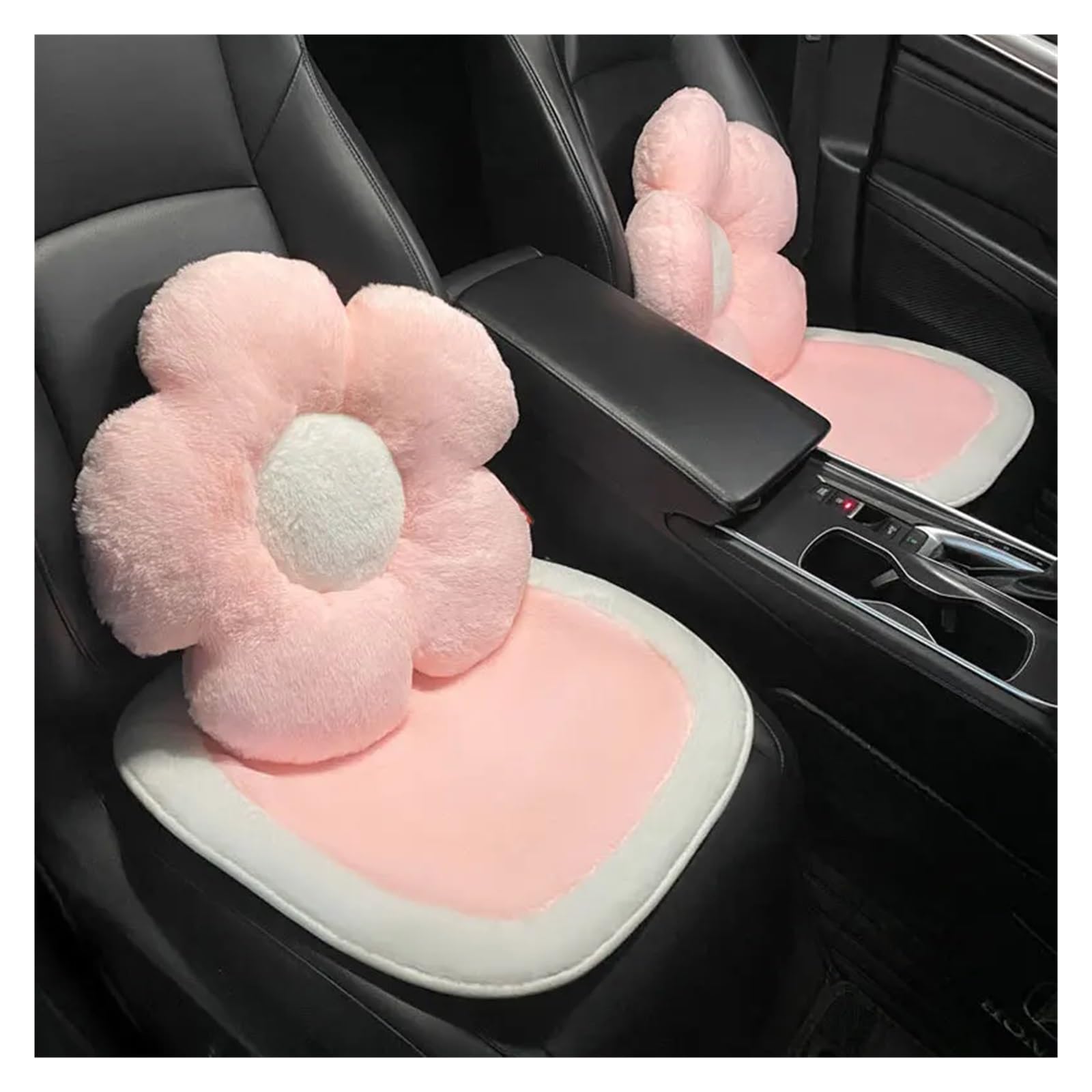 Fiore di peluche rosa carino cuscino for la vita dell'auto poggiatesta for auto cuscino di protezione del collo cuscino dello schienale del sedile anteriore posteriore vestito da ragazza(1pc rear cush