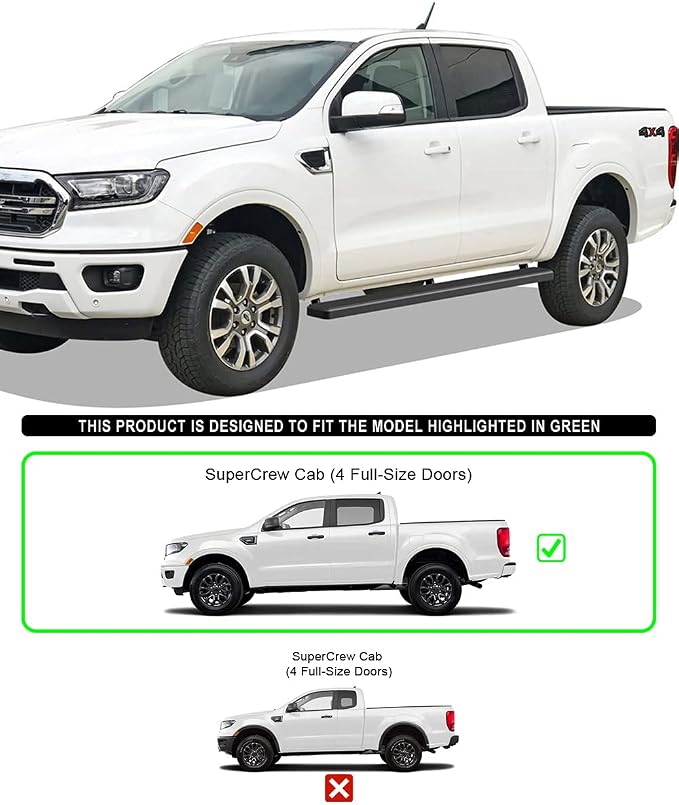 Estribos laterales 5 pulgadas negro mate APS para Ford Ranger miniatura 2