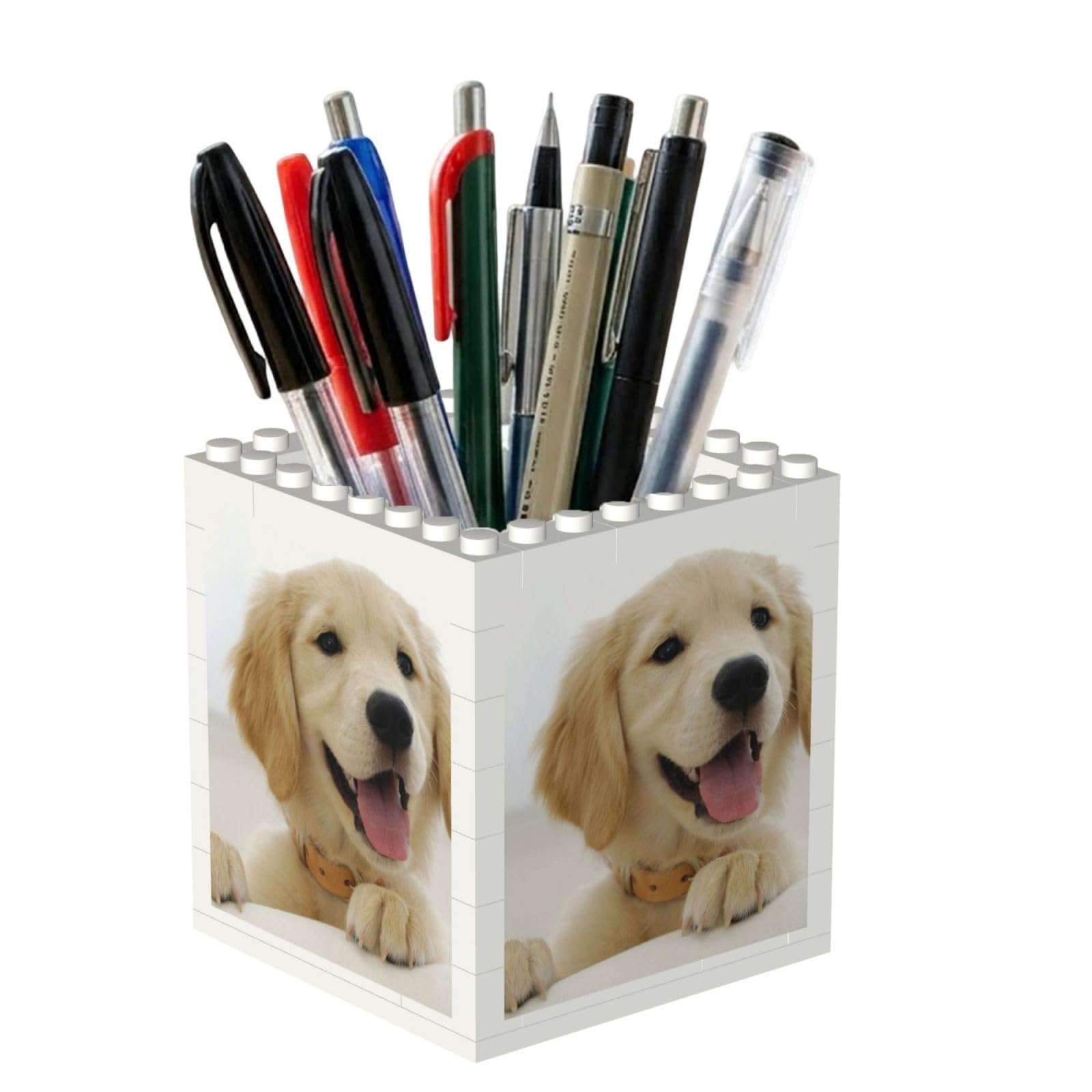 Poadnly A Golden Retriever, Pen Pot Pencil Holder for Office Home School, Compact Desk Organiser for Office Stationery