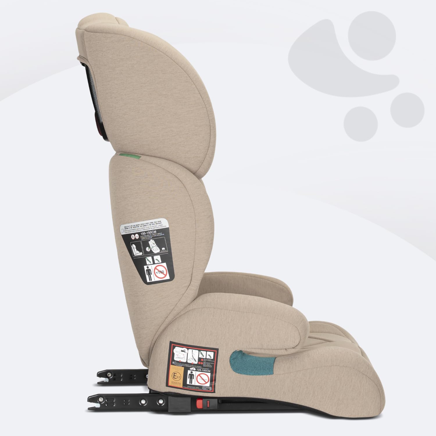 Lorelli Auto Kindersitz GT Speed mit Isofix, i-Size 100-150 cm, Mitwachsender Autositz für Kinder, Babysitz, Autokindersitz, Verstellbare Kopfstütze, Beige