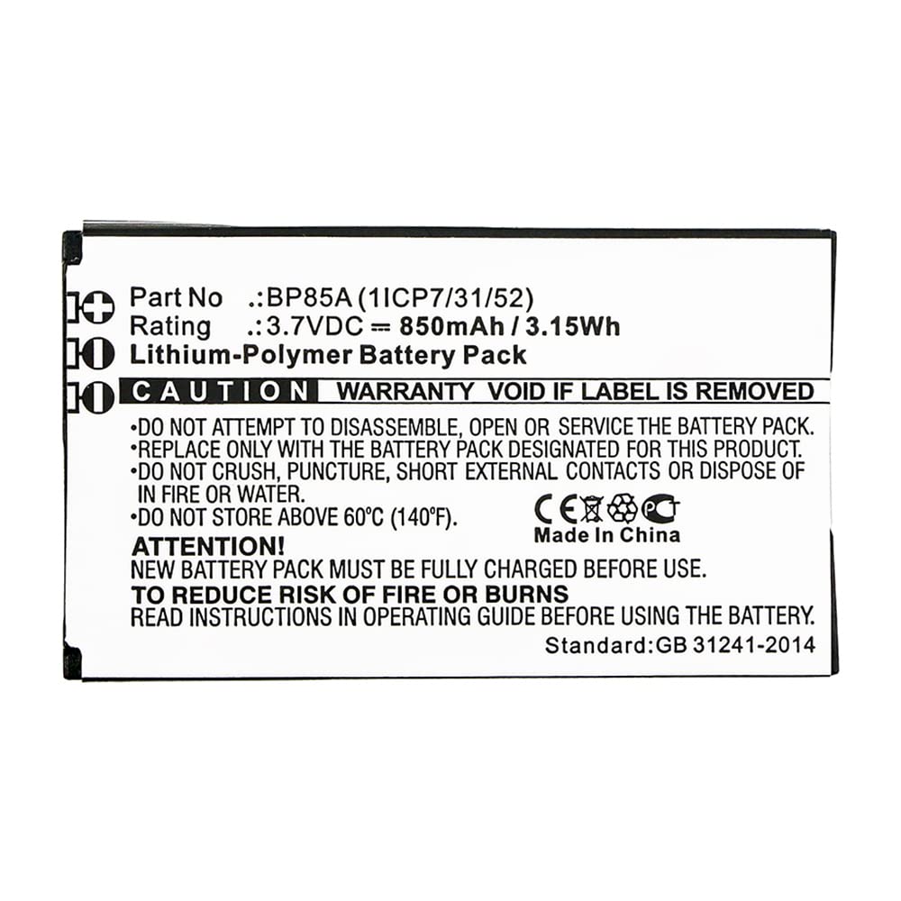 Synergy Digital GPS Battery, Compatible with WM Systems WMP-300 GPS, (Li-Pol, 3.7V, 850mAh) Ultra High Capacity, Replacement for WM Systems BP85A (1ICP7/31/52) Battery