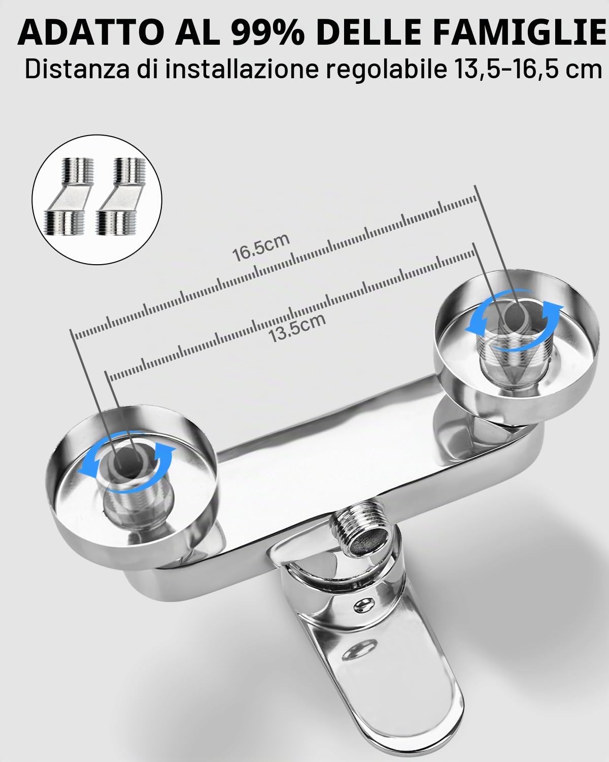 Apkezel Rubinetto per doccia, miscelatore da parete monocomando, montaggio a parete, rubinetto doccia con valvola in ceramica cromato, beccuccio G ½