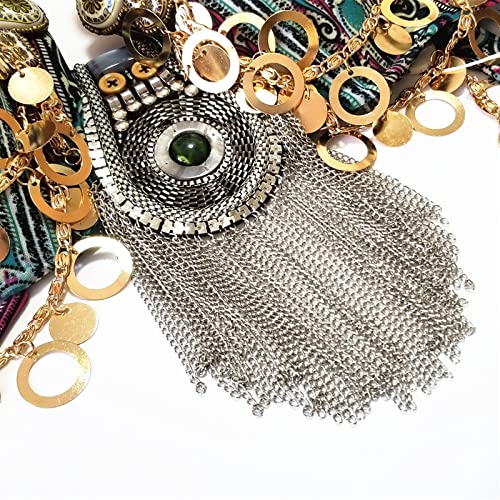 MQQYLBHDS Tribal Bellydance Clothing Coin Antique Gold Metallic Chain Tassels C/D Cup Belly Dance Coins Bra (Size : XL) - Image 2
