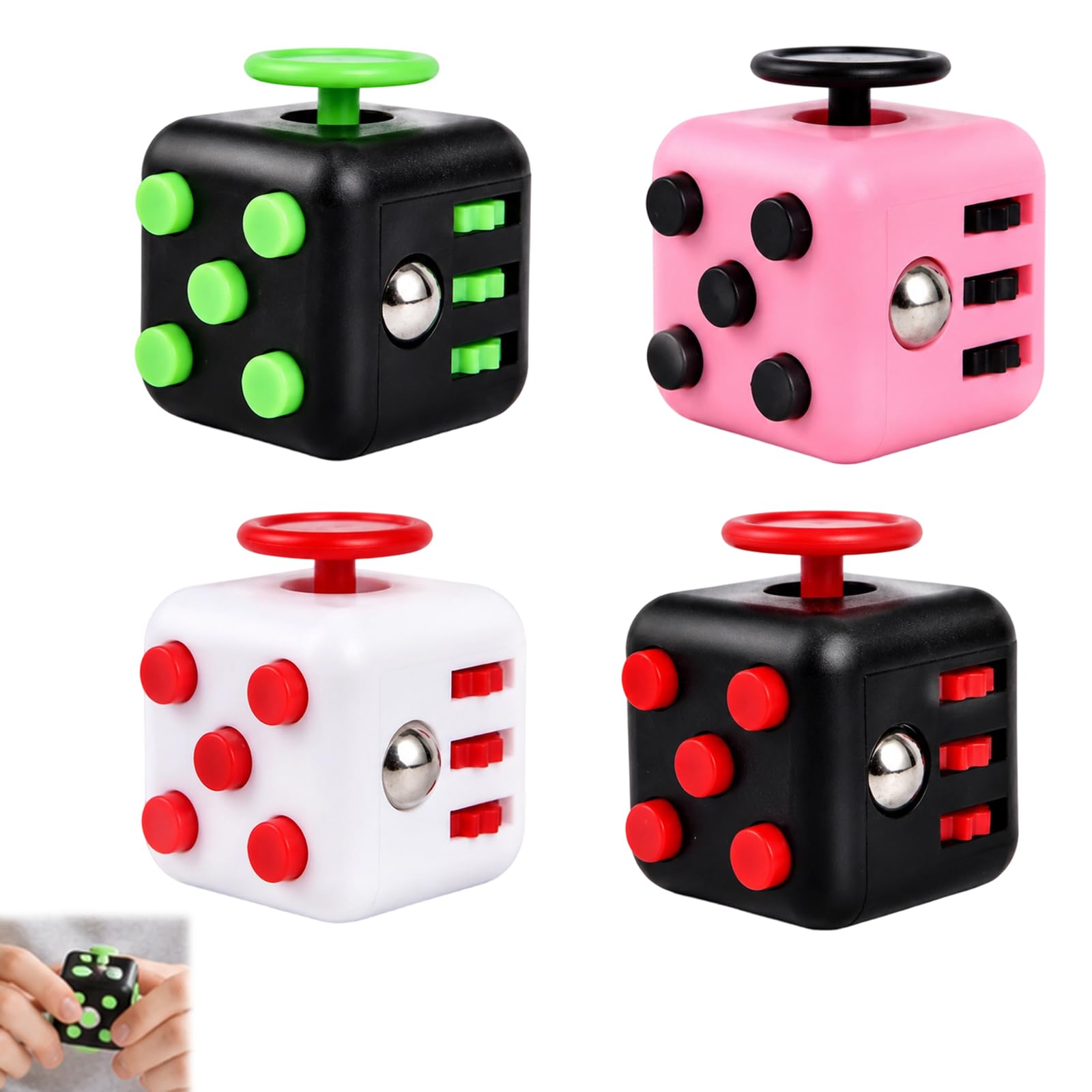 4 PCS Fidget Toys Cube Toy, Fidget Toy Cube Infinity Cube Fidget Cubes, 6-Sided Sensory Toy, Stress Relief Cube Suitable for Classroom Office Home Toy Gift, Four Colors
