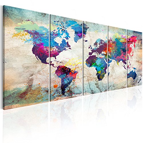B&D XXL HandArt Bilder auf Leinwand 200x80 cm 5 tlg Leinwandbild mit Struktur-Effekt handbemalte Wandbilder mit Gel-Textur Wohnzimmer Wanddekoration Moderne Kunst k-A-0179-b-n