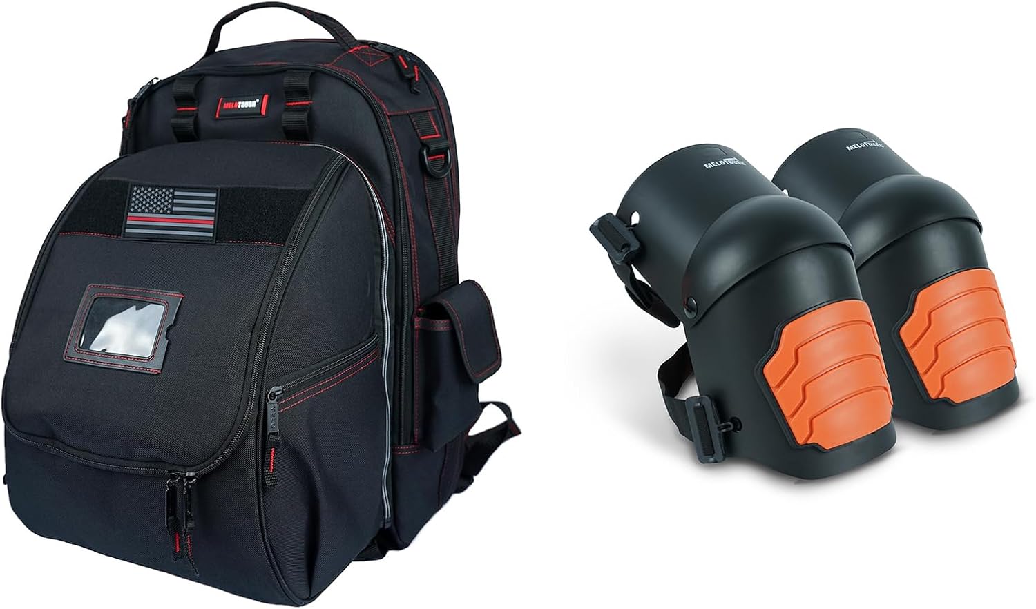 MELOTOUGH Welding Tool backpack for Tools and Helmet Extreme Gear Pack with Large Capacity Helmet Holder,Knee Pads for Work,Construction,Flooring,Gardening