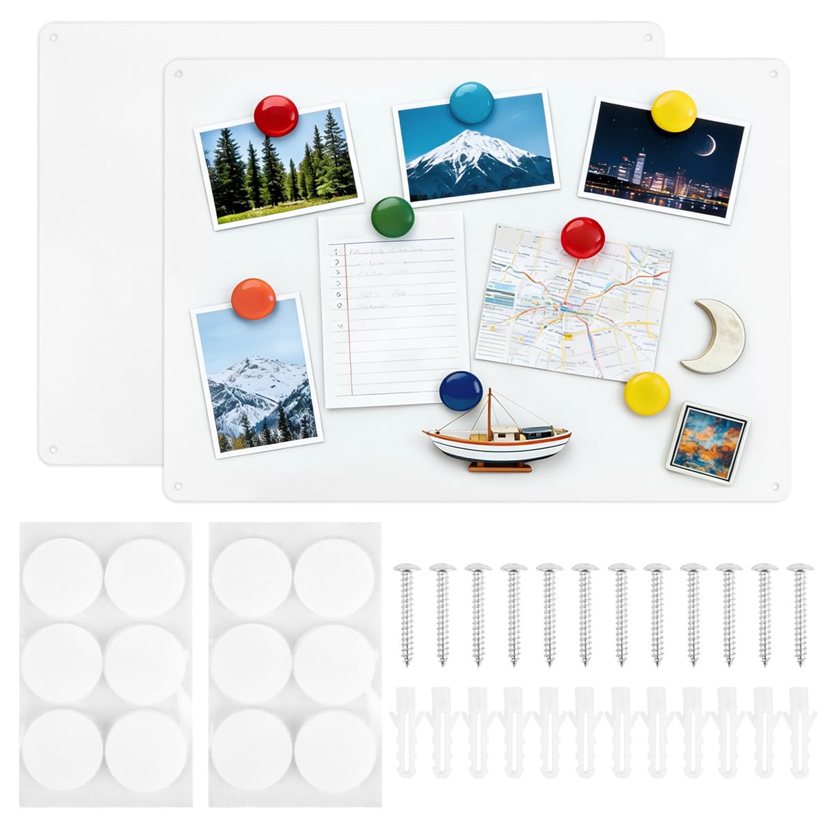 BATINO 2Pack Magnetic Board for Wall, 42 x 30cm Metal Magnets Board for Fridge, Stainless Steel Magnetic Notice Memo Board to Display Notes, Photos, Spice Jars, for Home Office Kids Bedroom