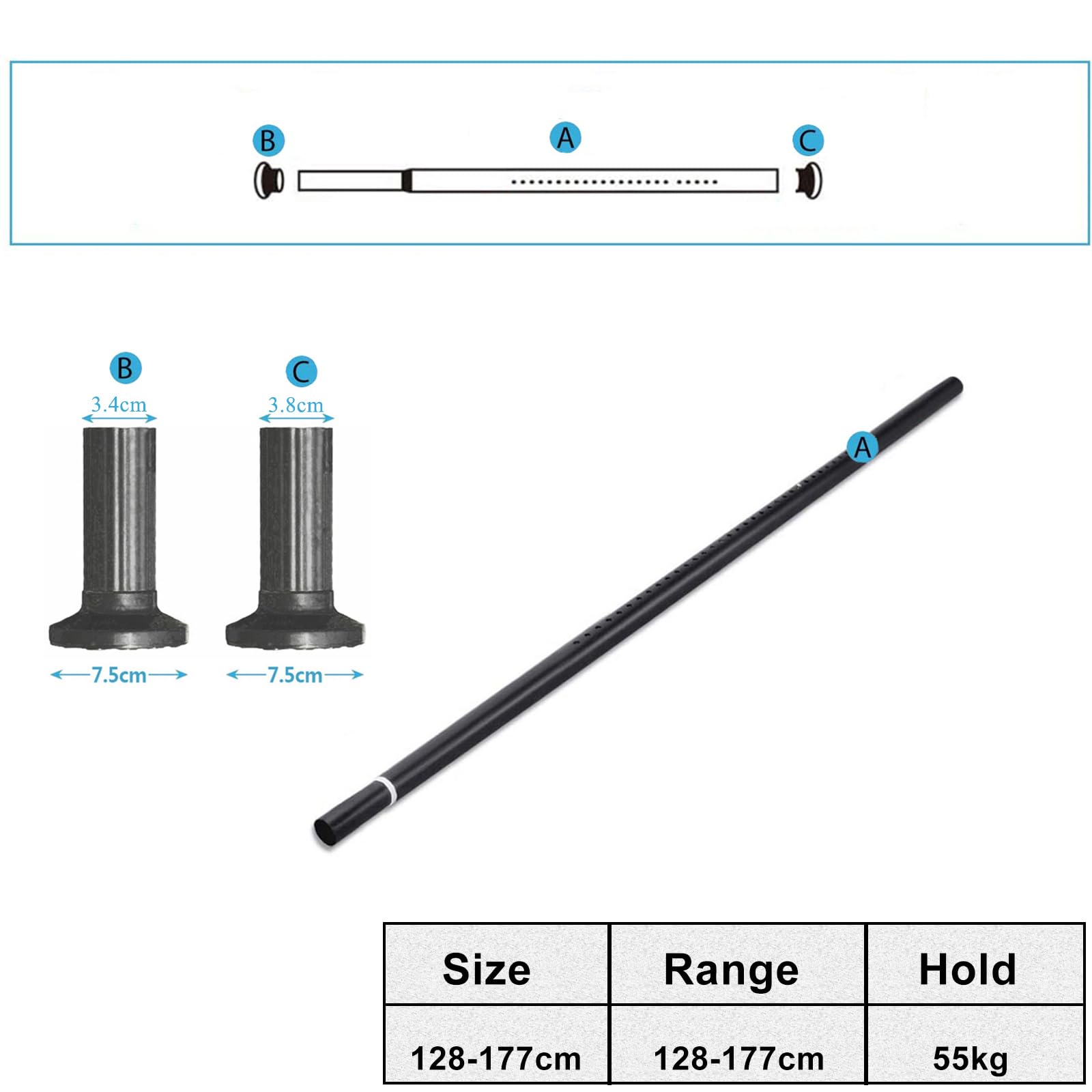 128cm-177cm Long Tension Curtain Rod - Image 2
