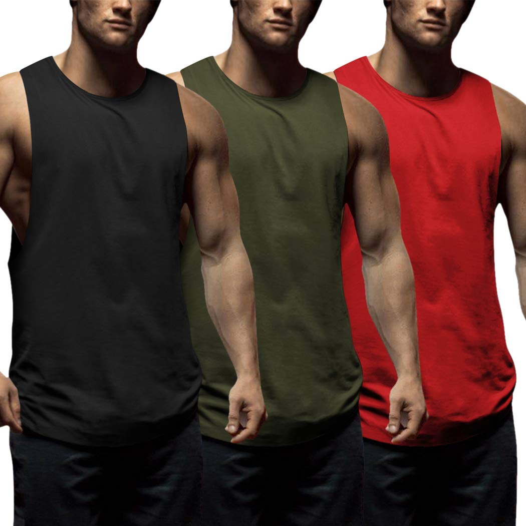 COOFANDY Men's 3 Pack Workout Tank Tops Sleeveless Gym Shirts Bodybuilding Fitness Muscle Tee Shirts