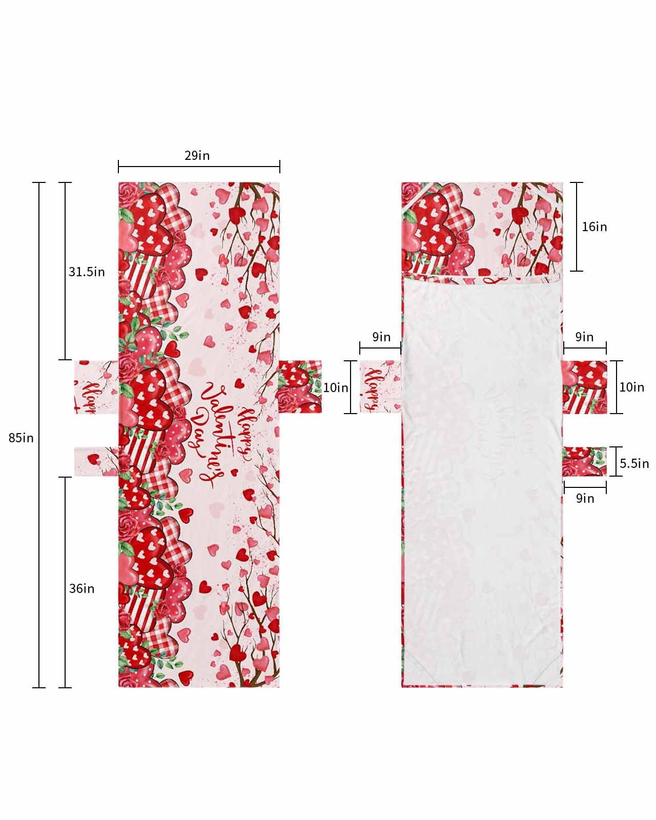 Red Pink Valentines Beach Lounge Chair Towel Cover, Soft Chaise Lounge Towel with Side Pockets Patio Pool Chairs Cover for Beach/Pool Sunbathing 29x85 Watercolor Love Heart Tree Botanical