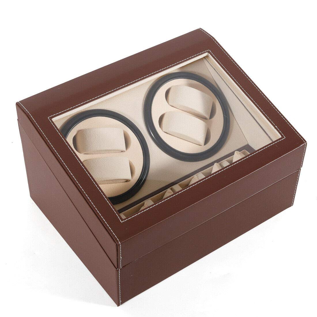 Boîte à remontoir automatique pour montres 4 + 6 montres avec moteur silencieux en cuir PU