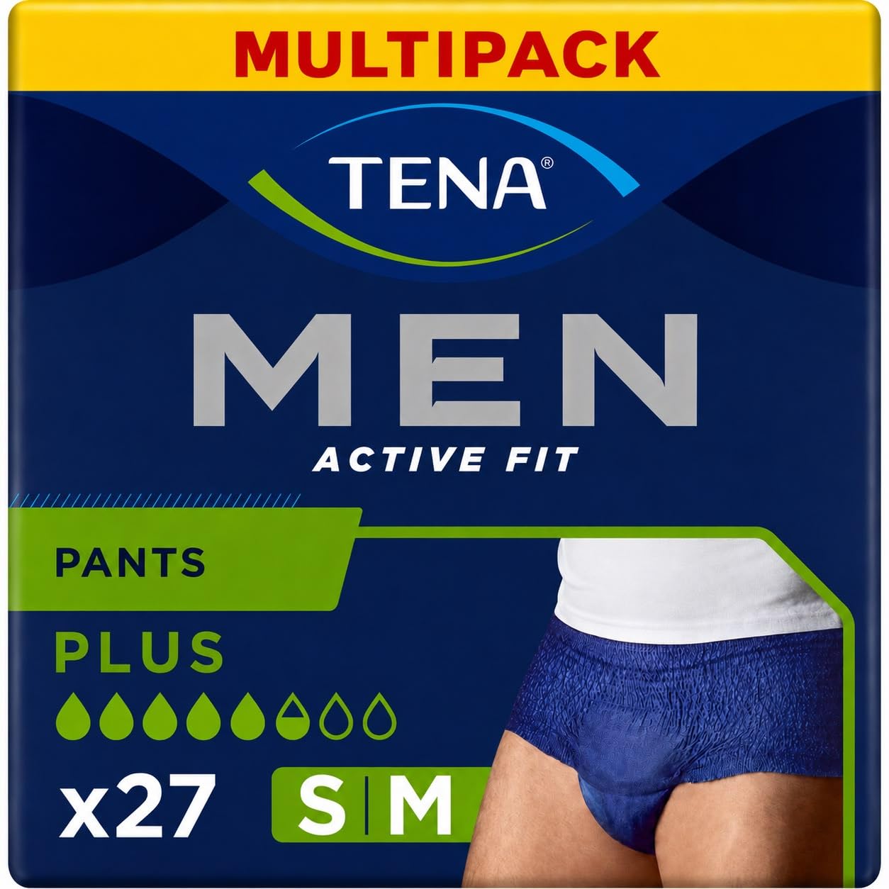 TENA MEN Adult Incontinence Underwear Style | Adult Diaper Pants Type Small/Medium Size (S/M) | Waist Size 30-42 inch | 75-105cms | Active Fit Pants Normal | Secure absorption zone | 27 Units-image-48