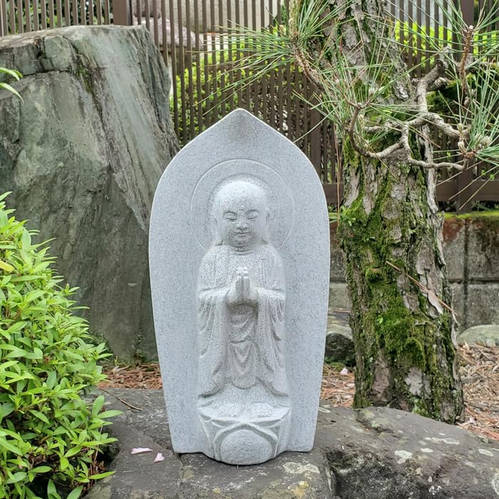 御影石　お地蔵さま　置物 Amazon.co.jp: 舟形地蔵 癒しのお地蔵様です☆置物 地蔵 御影石