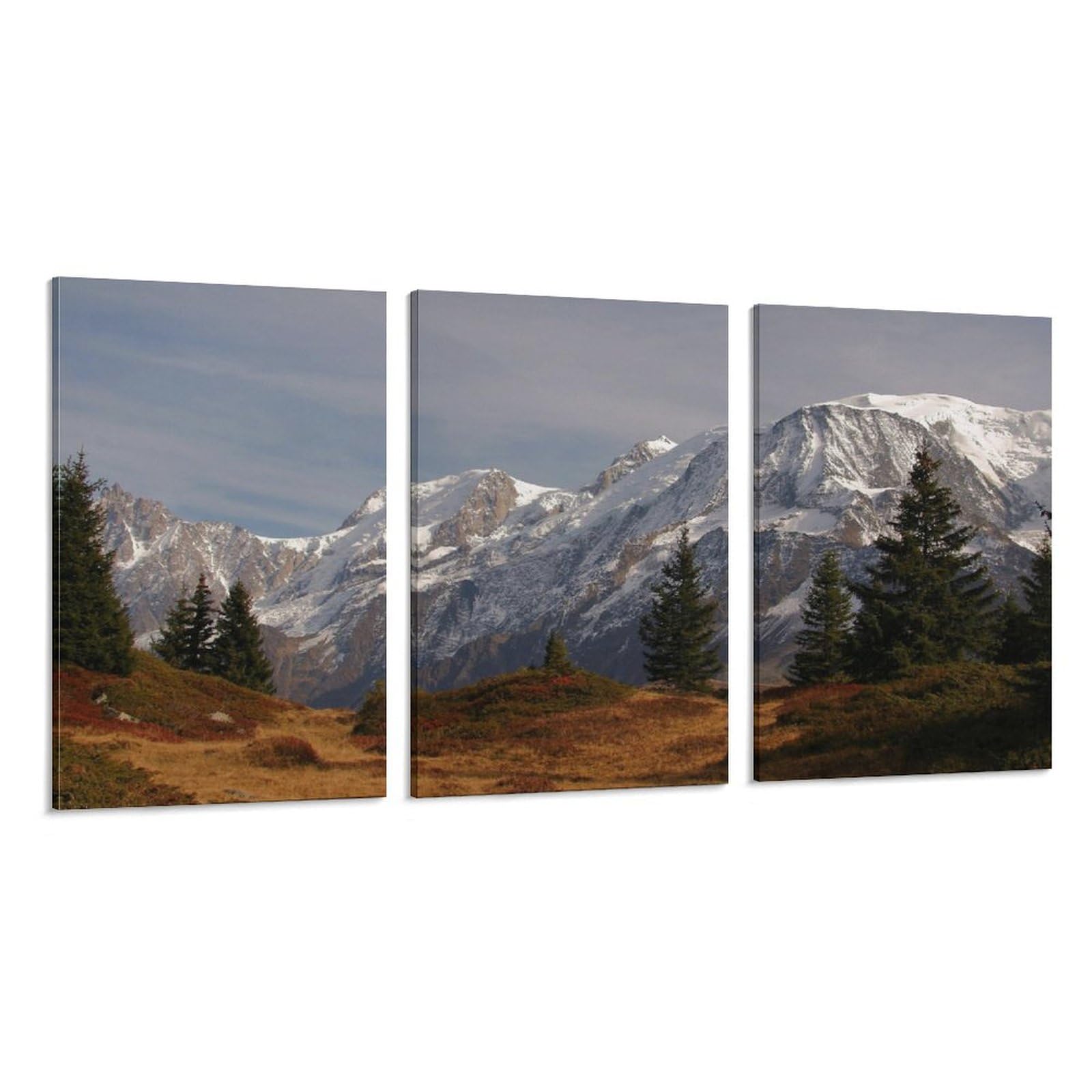 Mountain Landscape Canvas Framed Art Set 48x24 Inches 3