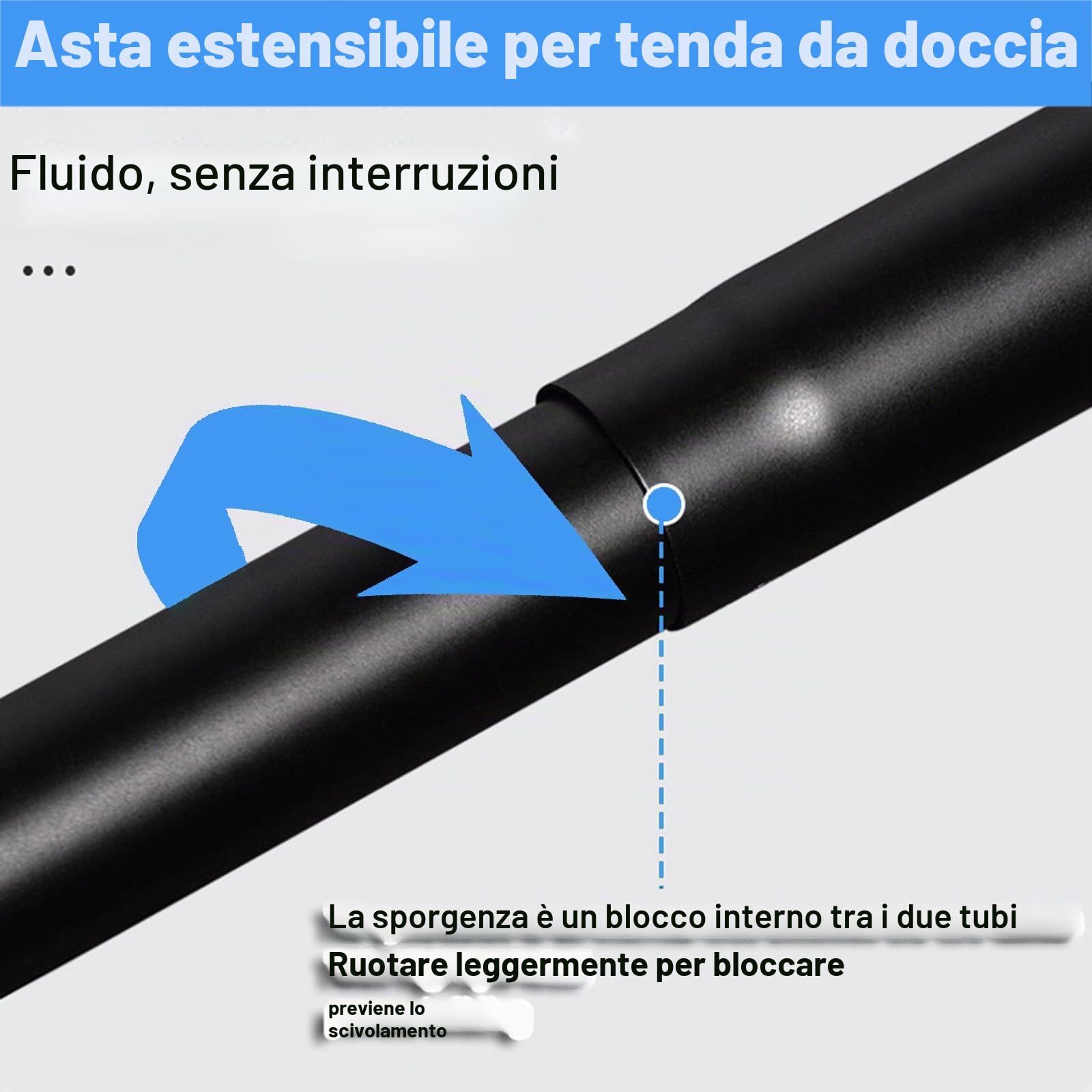 Bastone Tenda Doccia Angolare A Pressione A Forma Di L, Asta per tenda da doccia regolabile e curva in Acciaio Inossidabile, Per Bagno e Spogliatoio (Dimensioni: A 70-95 Cm X 70-95 Cm, Colore: Nero)