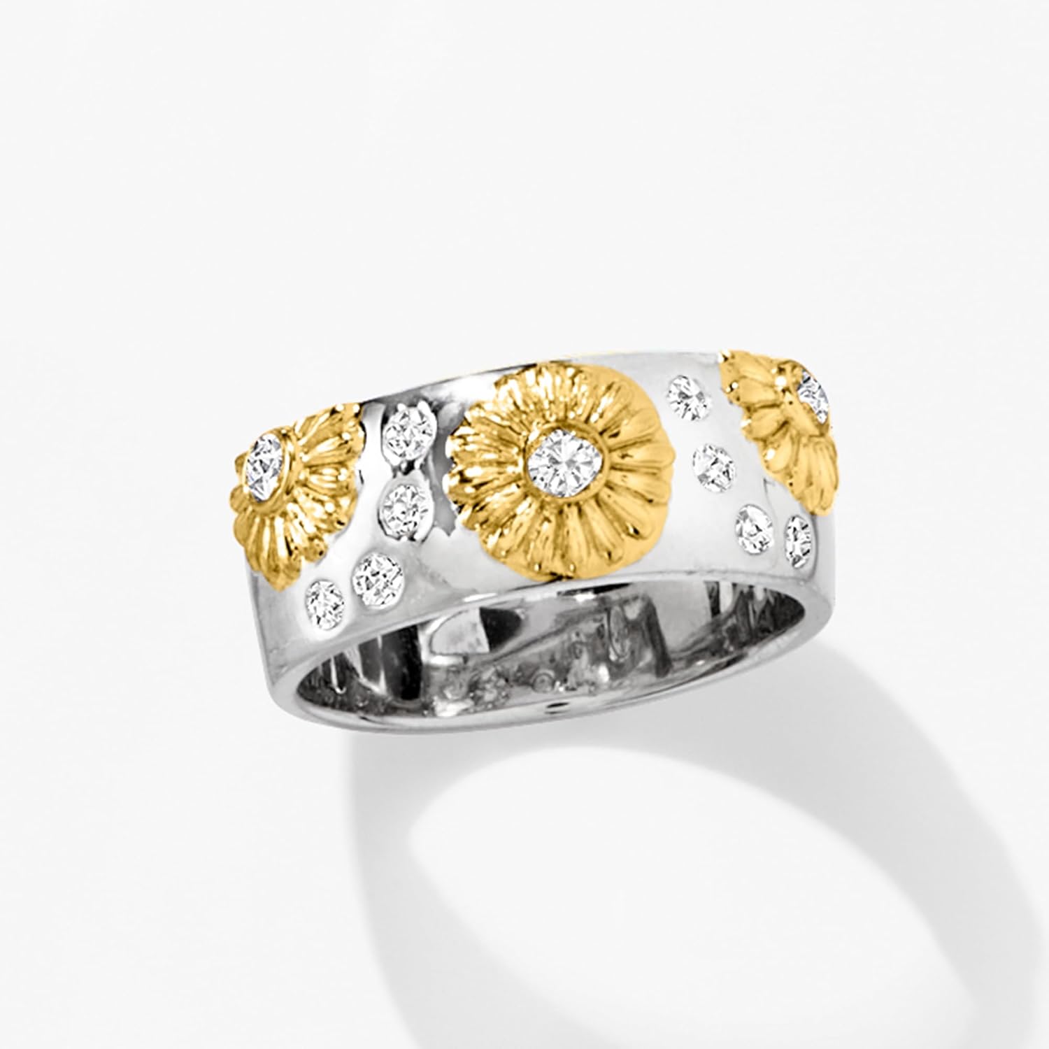 Ross-Simons Diamond Sunflower Ring in Sterling Silver and 18kt Gold Over Sterling - Image 4