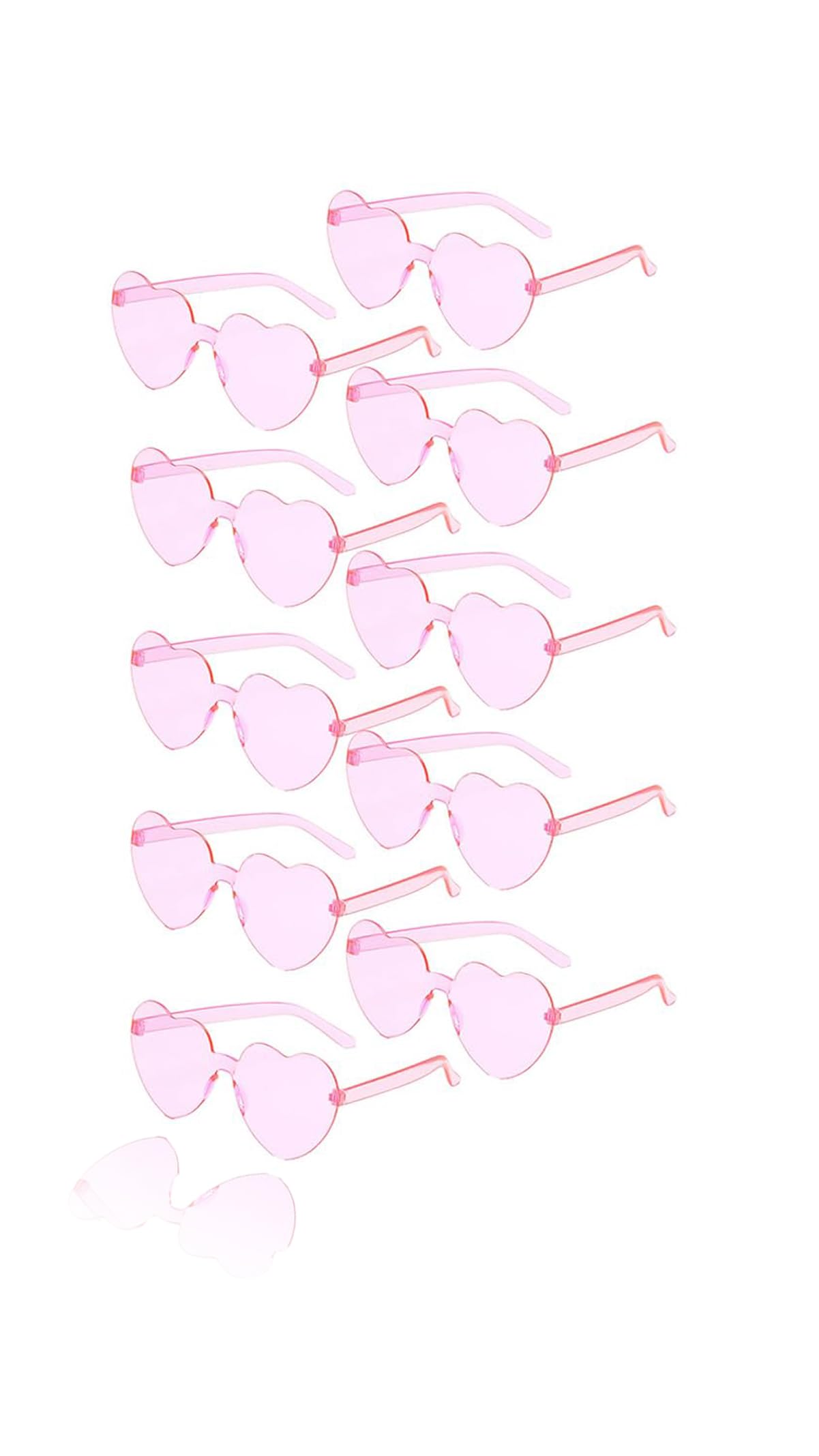 10PCS Heart Shaped Rimless Glasses - Fun Party Glasses for Women, Girls, Kids, and Adults - Ideal for Birthdays, Festivals, Cosplay, and Costume Parties