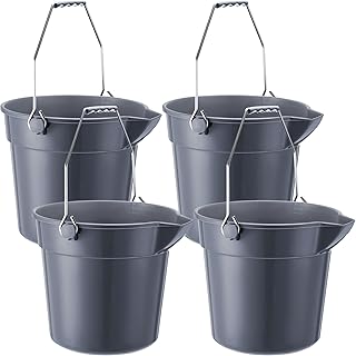 4 PCS Cleaning Buckets Bulk 2.5 Gallon Bucket for Clean Heavy Duty Plastic Bucket Cleaning Buckets Commercial Cleaning Pail with Handle Industrial Bucket Pail Bucket for Cleaning (Gray)
