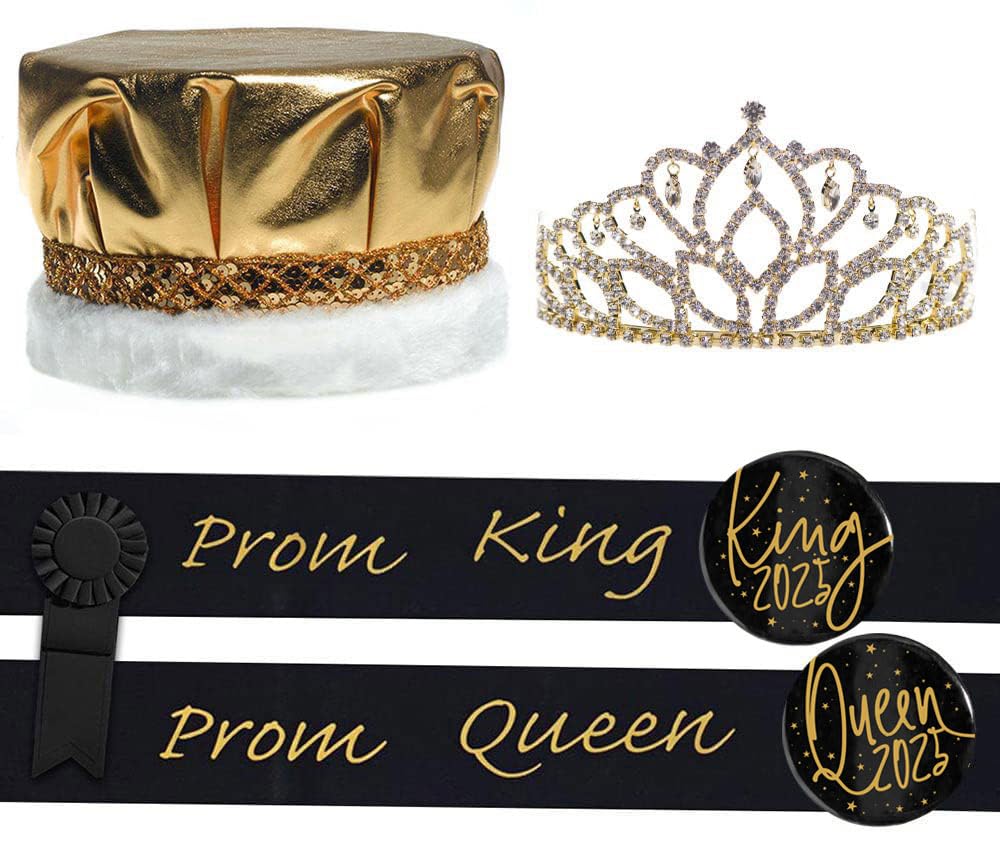 Anderson's Golden Night Prom 2025 Royalty Set, Gold and Black, High School, Coronation, Prom Sashes For Prom Court, High School Dance, Party, Costume, Event