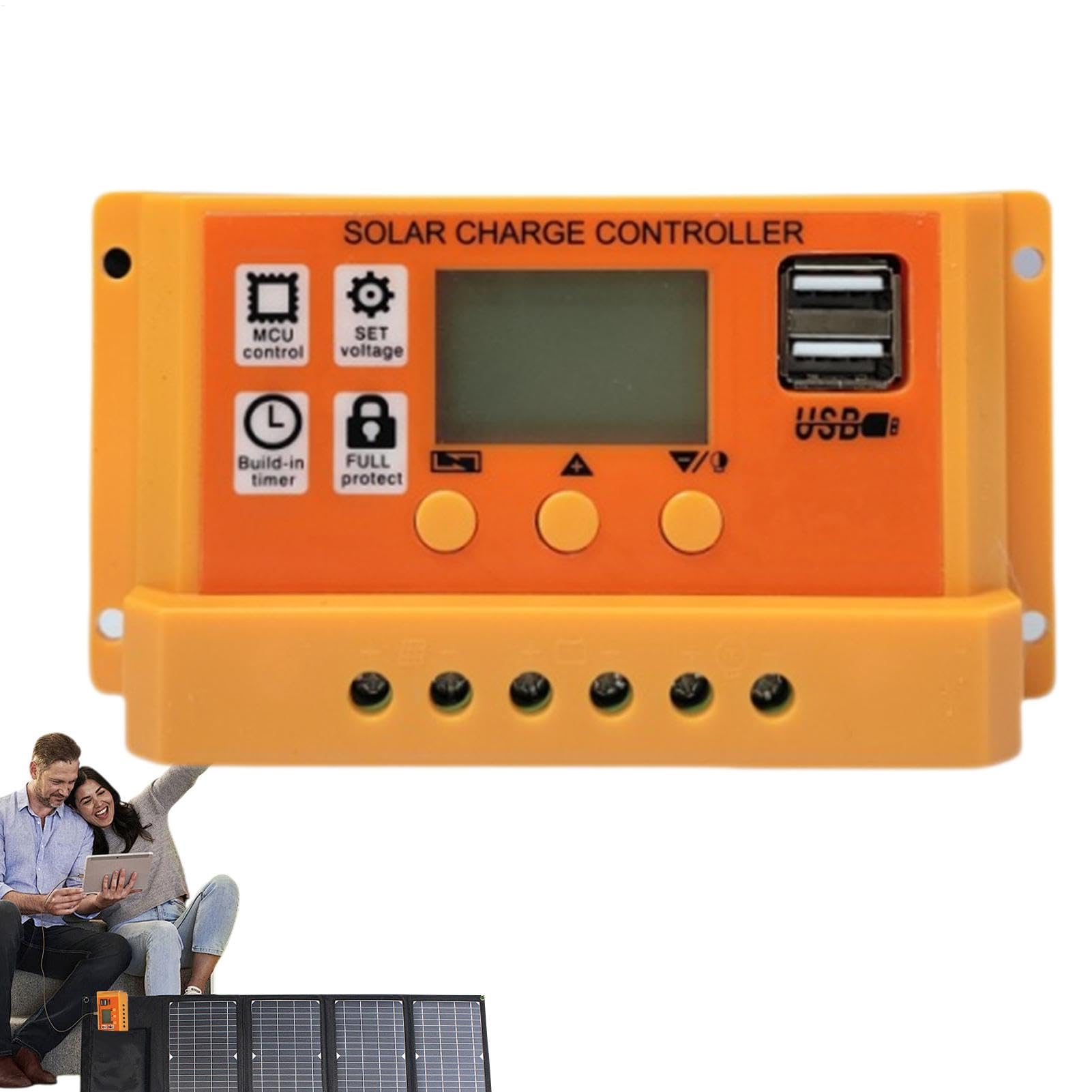 Contrôleur solaire PWM 30A régulateur intelligent 12V 24V double port USB batterie