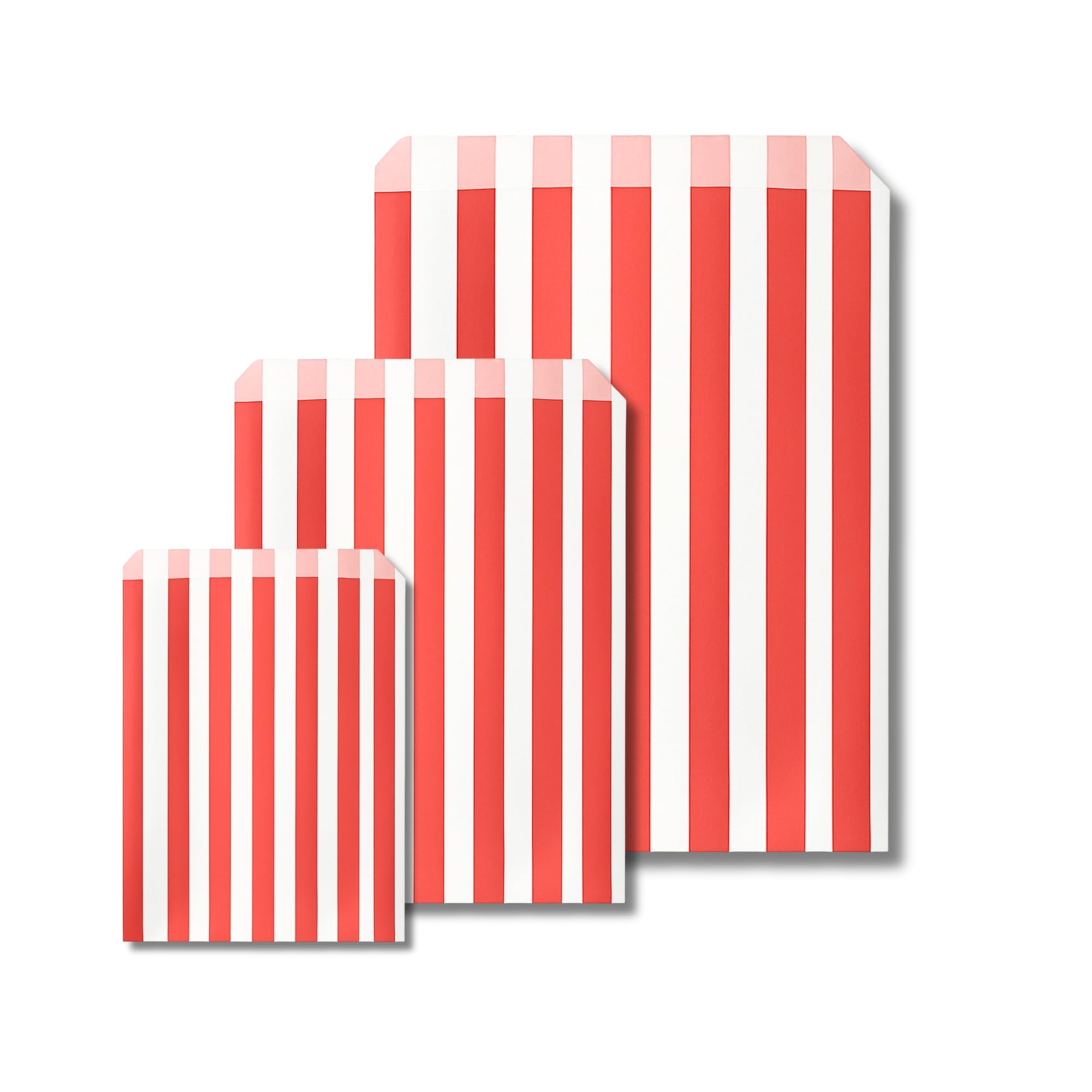 Somwell – 100 Red Candy Striped Paper Bags, 5 x 7", Ideal For Confectionary, Party Bags, Favours, Pick n Mix, Wedding Sweet Bags (100, 5 x 7")