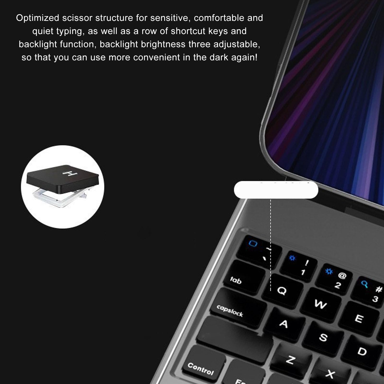 Custodia per Tastiera per Tablet, Custodia per Tastiera TouchPad Design con Supporto Galleggiante Magnetico per Tablet (WHITE)