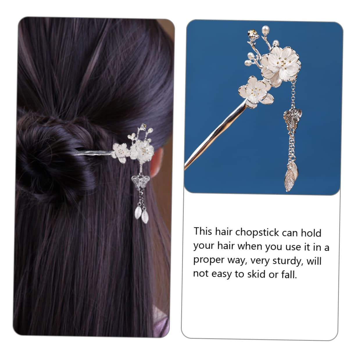 FRCOLOR 4 Stück Retro-haarspangen Für Damen Metall Blumen-haarstab Essstäbchen Für Dutts Quaste Haar-accessoire Für Formelle Anlässe
