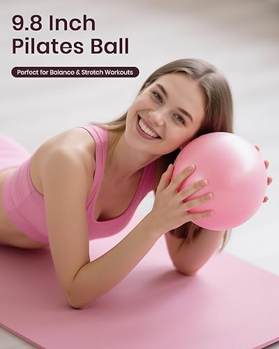 Miniatura 6 de Juego de anillos de pilates para mujer, equipo de pilates de entrenamiento en casa con bandas de resistencia, círculo mágico de 14 pulgadas, mini