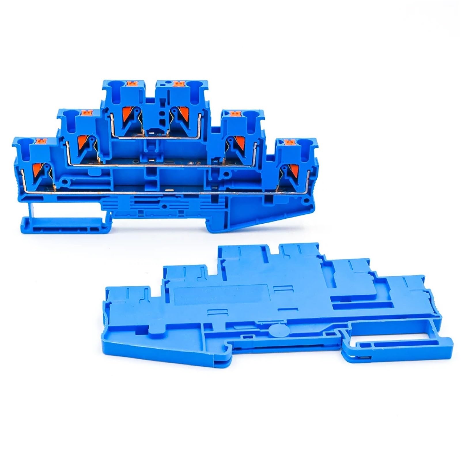 10Pcs PT 2.5-3L Three-Level Terminal Block 2.5mm² DIN Rail Compact Spring Clamp Electrical Connections(PT 2.5-3L-BLUE)