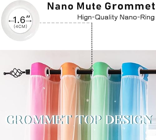 Miniatura 4 de Yancorp Cortinas para dormitorio de niñas, cortinas huecas para ventana de habitación de niños, cortina de 84 pulgadas de largo, oscurecimiento de