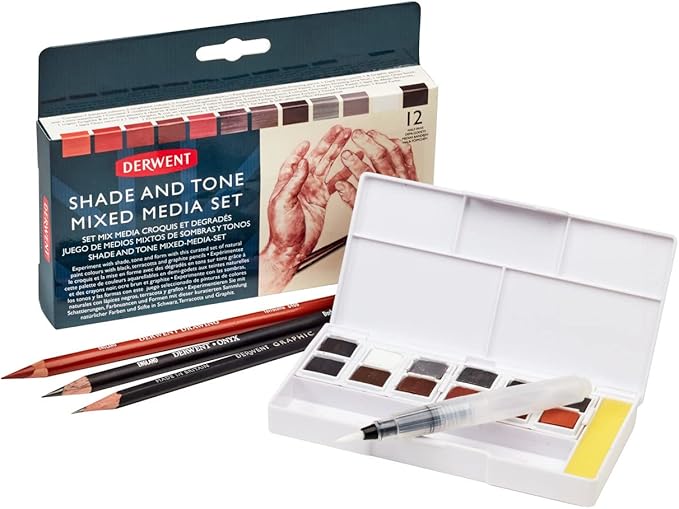 Derwent Shade & Tone Mixed Media Set, 16 Piece Set, Natural Paint