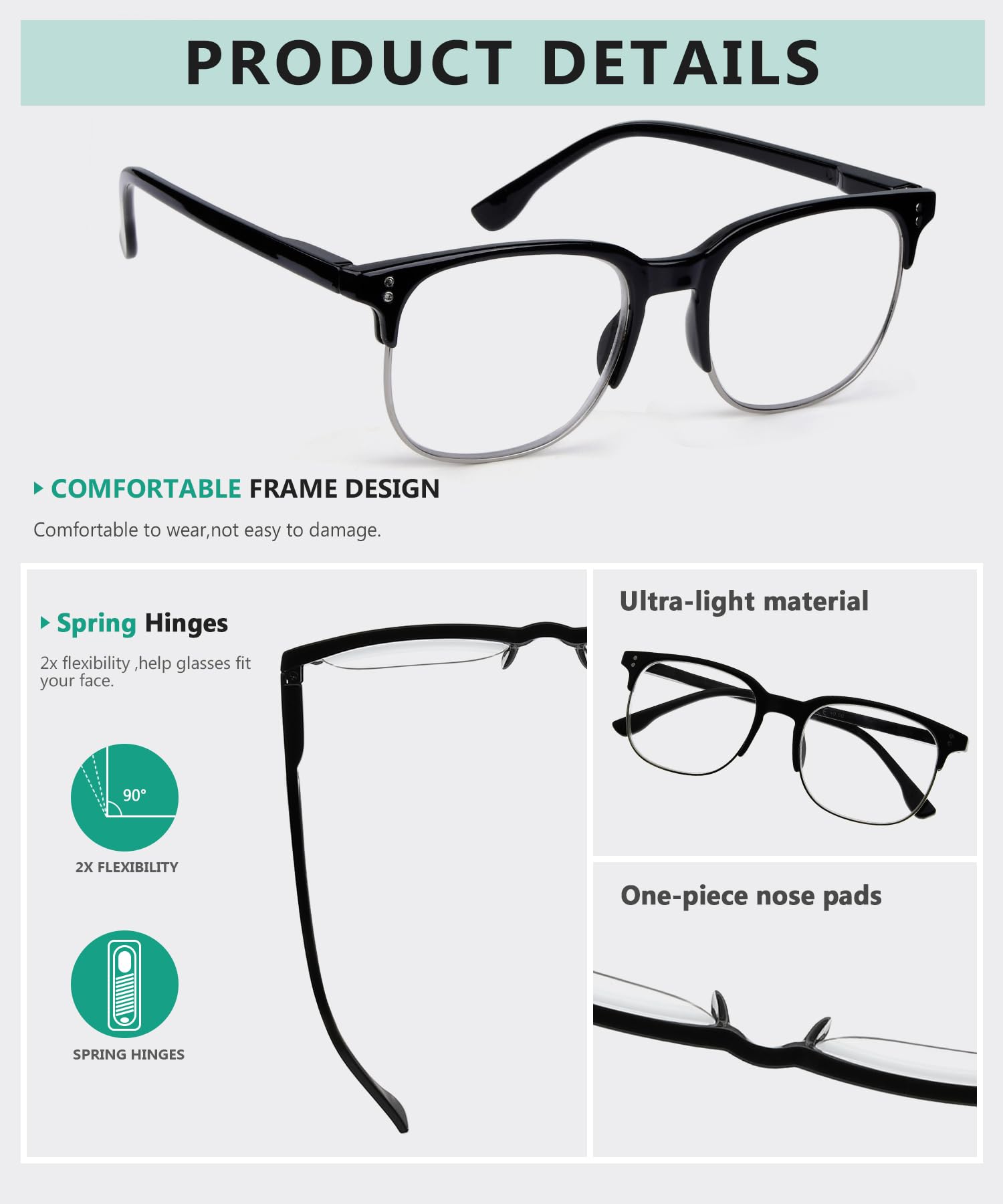 Eyekepper 4-Pack Progressiver Multifokus Lesebrille Blaues Licht blockieren für Damen Herren Keine Linie Multifokale Lesebrillen