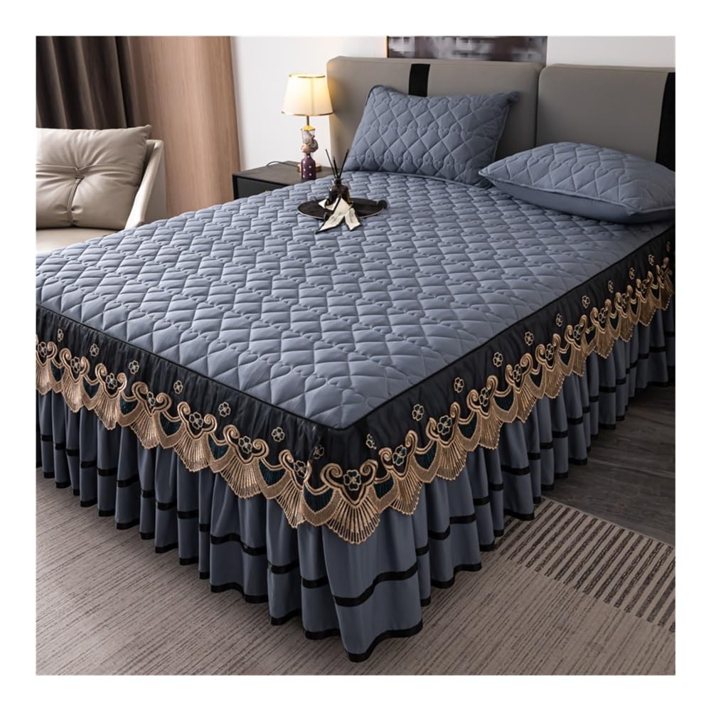 Mantovana da letto trapuntata, copriletto ricamato, copriletti ispessiti, coprimaterassi in pizzo, biancheria da letto per la casa (senza federa) (Gaojihui, 180 x 200 x 45 cm, 1 pezzo)