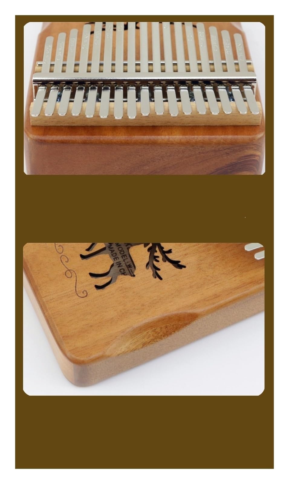 kalimba mini 21-tonowy instrument muzyczny z motywem mory w kolorze drewna dla początkujących kalimba