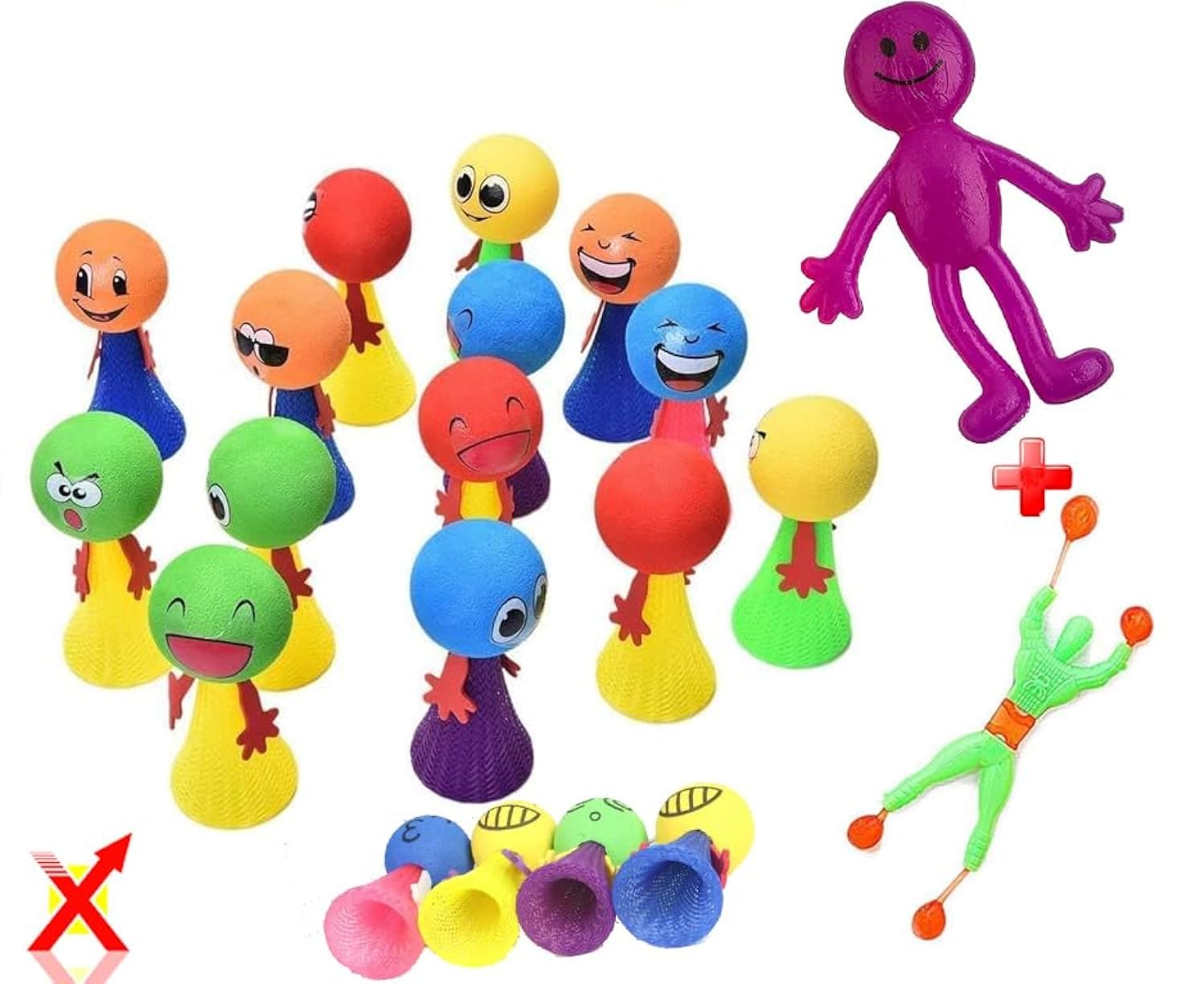 “SKYNAx” FREE 1+1 Original wall sticking toy and stretch man with 10 jumping favors, 12 Pcs Birthday Gift Toys For Girls Boys, Return Gifts For Birthday Party kids, Birthday Giveaways Toys Goody Bag