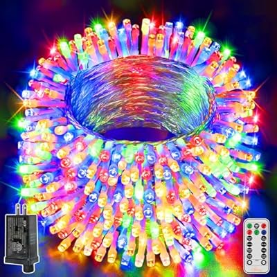 Ollny Christmas Lights Outdoor 400LED 131FT, Multicolor Fairy Lights with Remote 3 Timer, Plug in 8 Modes String Lights for Bedroom Indoor Outside House Party Xmas Decorations
