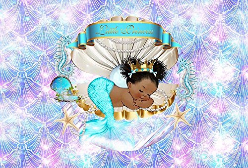 MEHOFOTO Mermaid Themed Shell Princess Baby Shower Photo Background Happy Birthday Party Decoration
