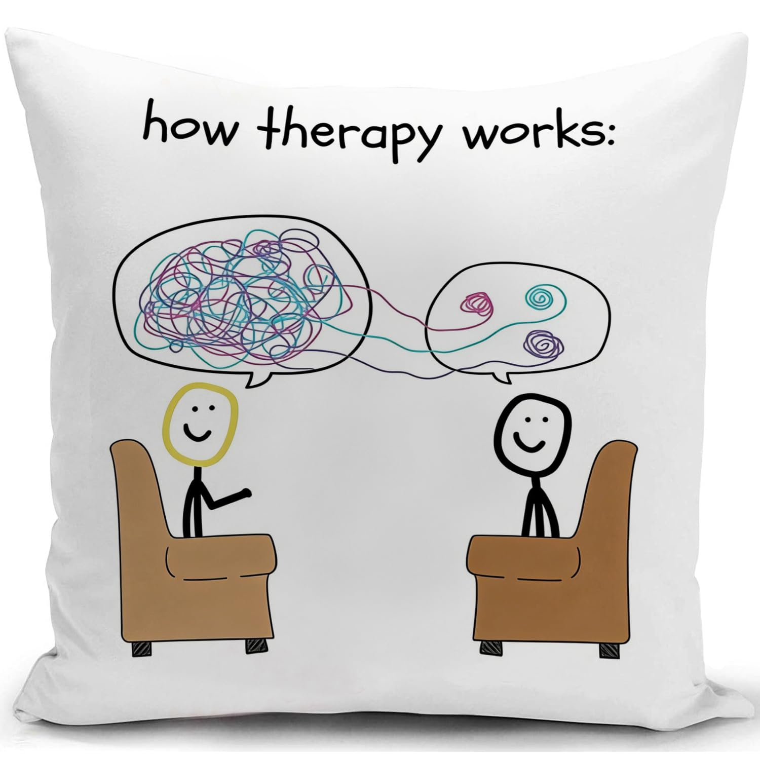 KUNQIAN Cushion Covers Mental Health Awareness Gifts Sensory Room Must Haves Autism Equipment Psychology Therapist Positive Affirmation Gifts for Office Decor Get Well Soon Gifts for Women Men