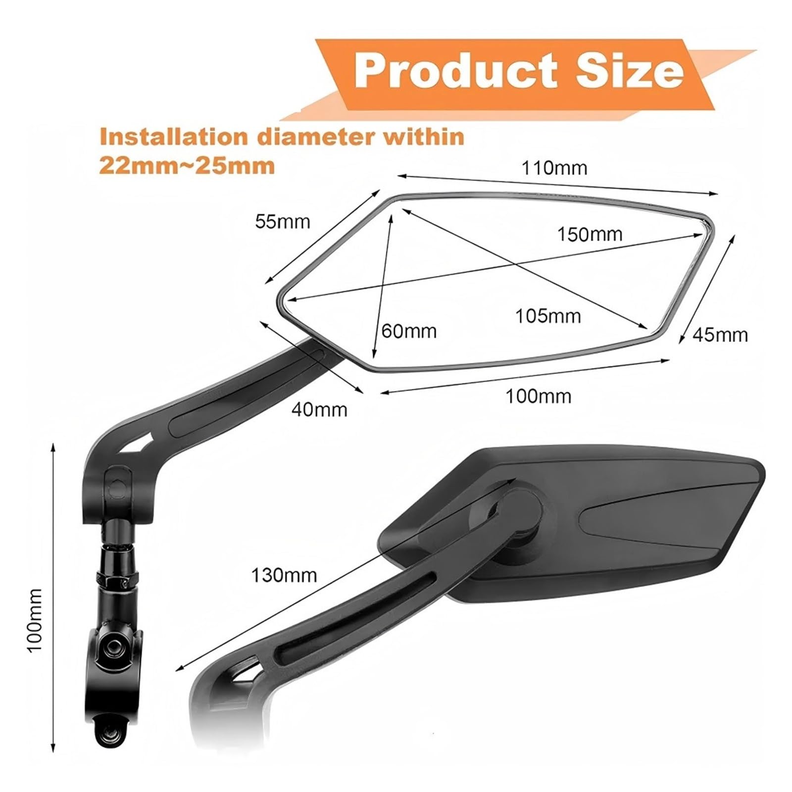 Motorcycle Mirrors Rétroviseur De Vélo, Réflecteur Guidon, Rotatif À 360 °, Large Plage Vue Arrière, Sécurité Conduite sur Route en Montagne