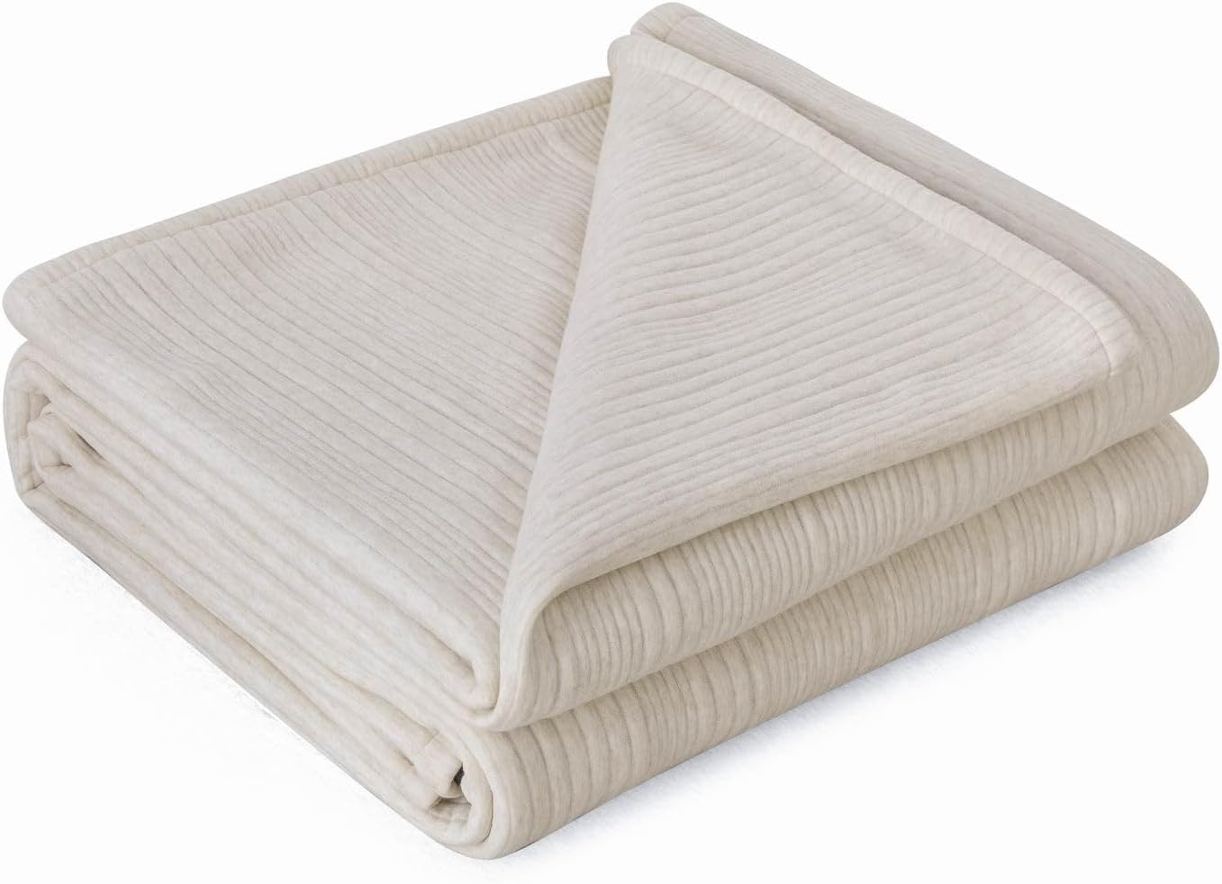 meadow park Super Soft Cotton Heathered Jersey Bed Blanket for Couch Sofa and Bed, King Size 104” x 96”, 420gsm, Medium Weight, Year Round use, Taupe Color