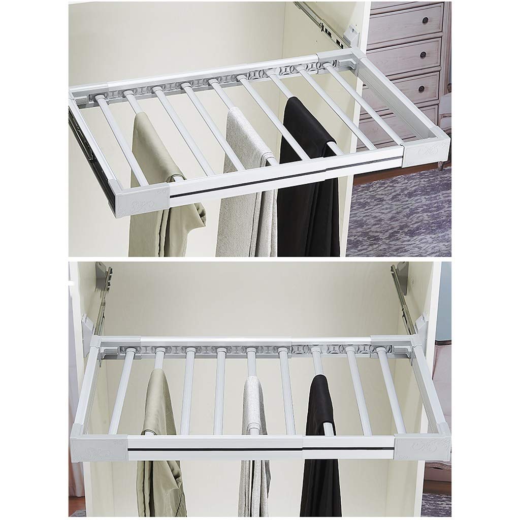 Stojak na spodni, rozszerzalny wieszak na ubrania z przesuwaną szyną, stojak na przechowywanie organizatora na głębokość 47 cm garderoby, aluminiowe wykończone (45-120 cm) (rozmiar: (45-60)*45 cm)