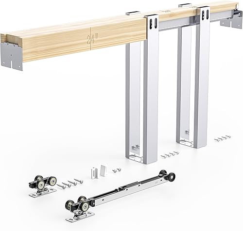 EaseLife - Kit de marco para puerta de bolsillo de 28x80 pulgadas con mecanismo de cierre suave de dos vías para paredes de montantes de 2X4,