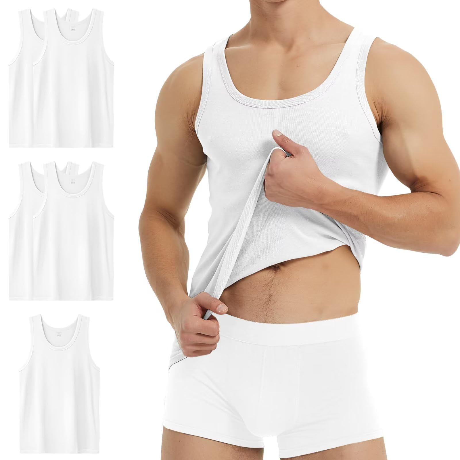 YouShow Unterhemd Herren 3/5er Pack 100% Baumwolle Tank Top Feinripp